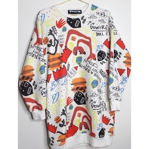 Ron Bass Burger Motif Pullover Sweater - Small